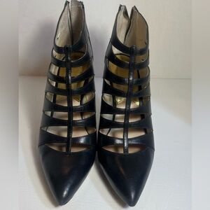 Michael Kors Mavis Black Zippered Stiletto Leather Bootie, 9M.